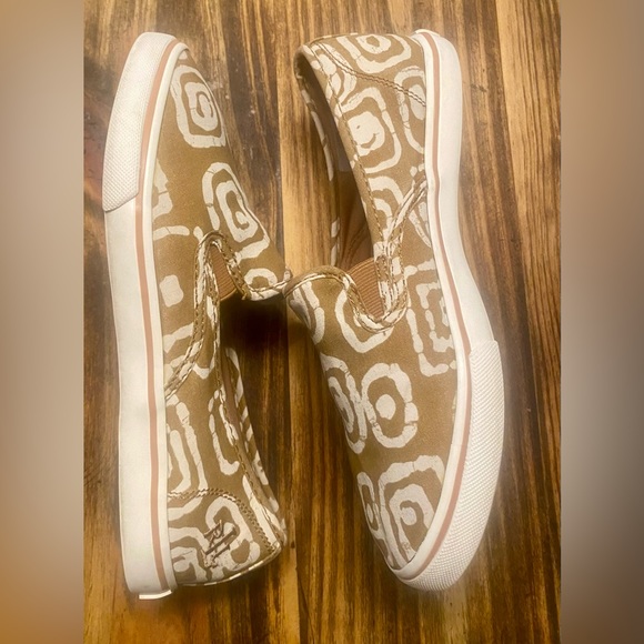 Lauren Ralph Lauren Women’s Janis Flats Slip-On 6.5 Tan White Batik Tribal - Picture 3 of 8